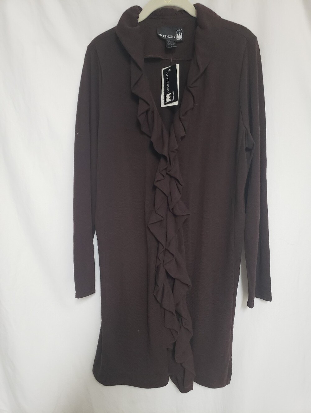 Antthony Originals long-sleeve ruffle front cardigan